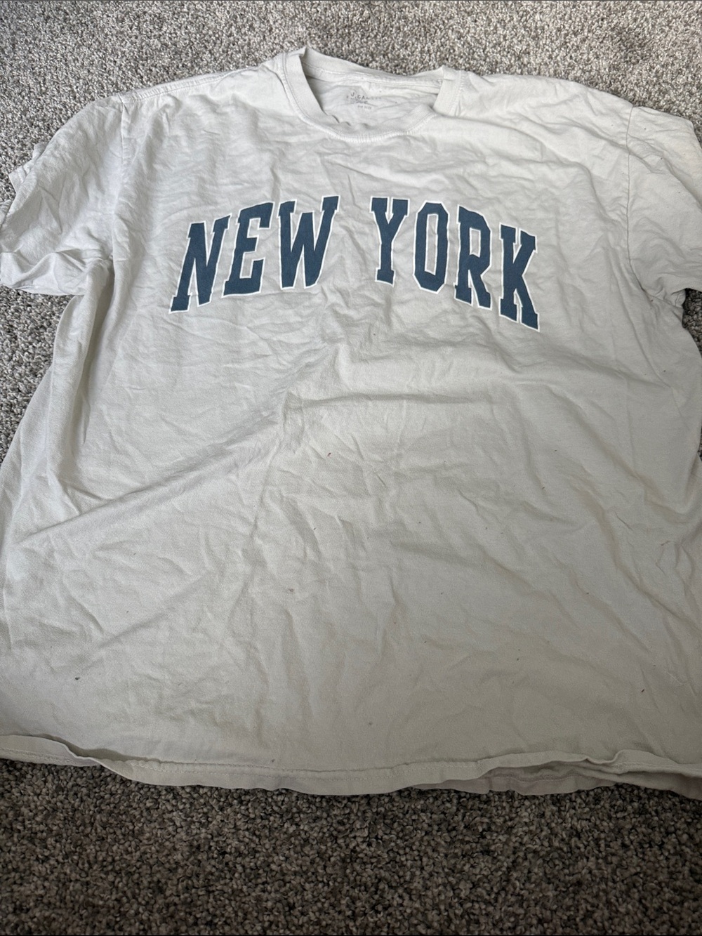 Brandy Melville White 'NEW YORK' Short Sleeve Tee with Blue Print